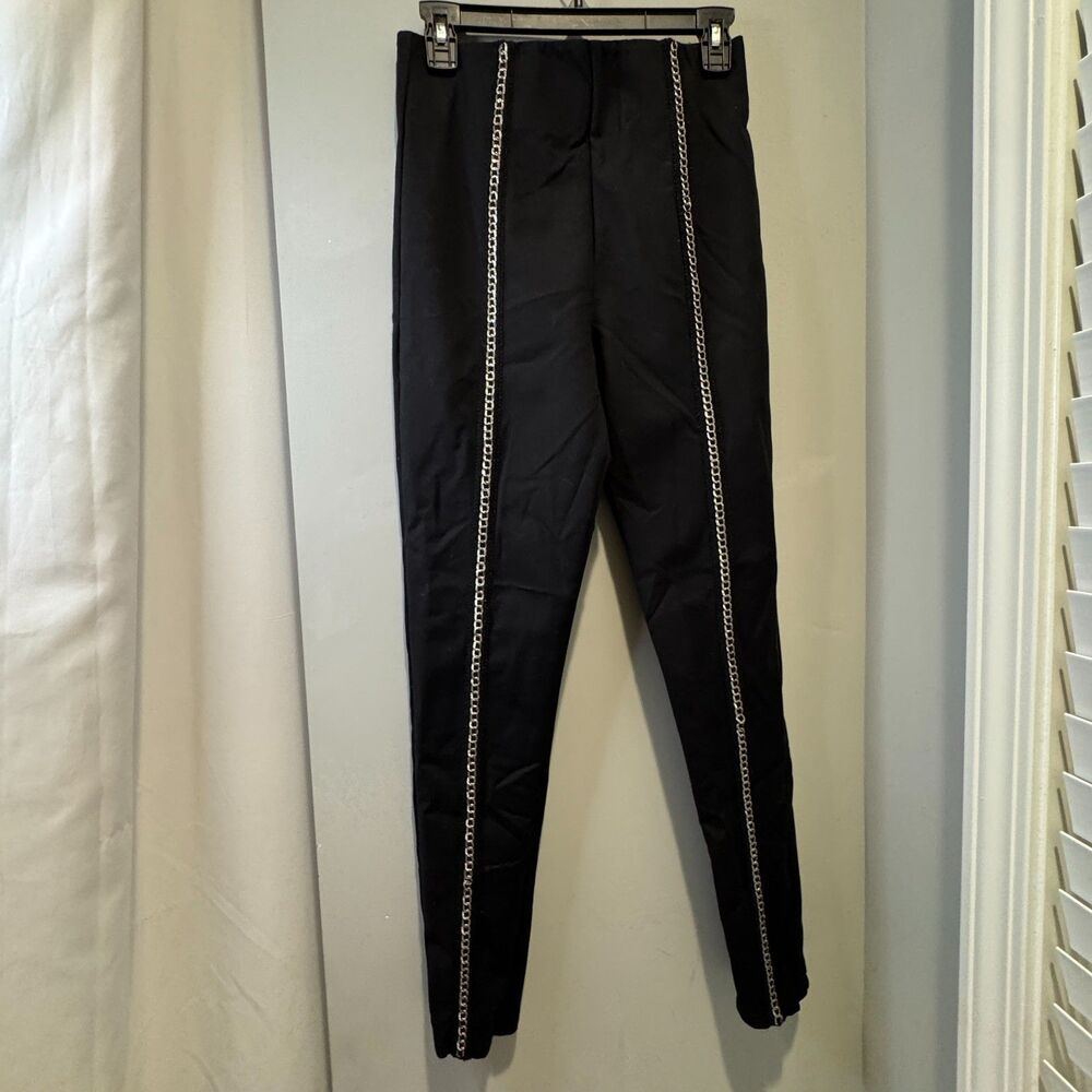 I AM GIA Super High Waisted Trendy Coco Metal Chain Panel Pants - Women's Medium